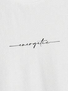 GENTILAND Men Cotton Letter Graphic Tee & Drawstring Waist Shorts - White - View 5