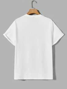 GENTILAND Men Cotton Letter Graphic Tee & Drawstring Waist Shorts - White - View 7