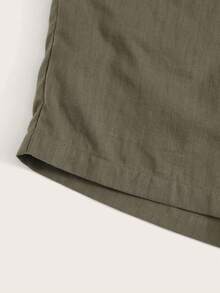 SHEIN EZwear 大碼紙袋腰前抽繩短褲 - 軍綠色 - 查看 5