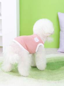 1pc Cartoon Bear Patch Decor Pet Tank For Dog And Cat For Summer - Pink - View 5