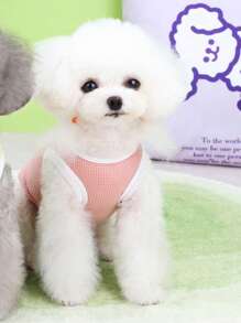 1pc Cartoon Bear Patch Decor Pet Tank For Dog And Cat For Summer - Pink - View 6