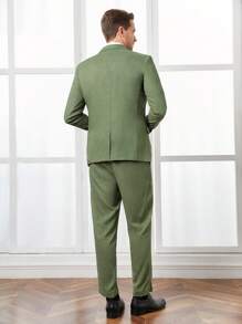 Manfinity Bizwear Bộ đồ nam Túi Chia Dây kéo Nút phía trước màu trơn Công việc - xanh quân đội - Xem 6