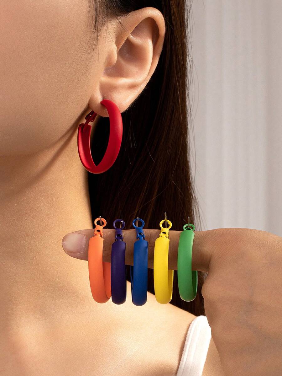 đôi/bộ Bông tai dạng vòng tối giản thông thường dành cho phụ nữ cho cuộc sống hàng ngày - Nhiều màu - Xem 1