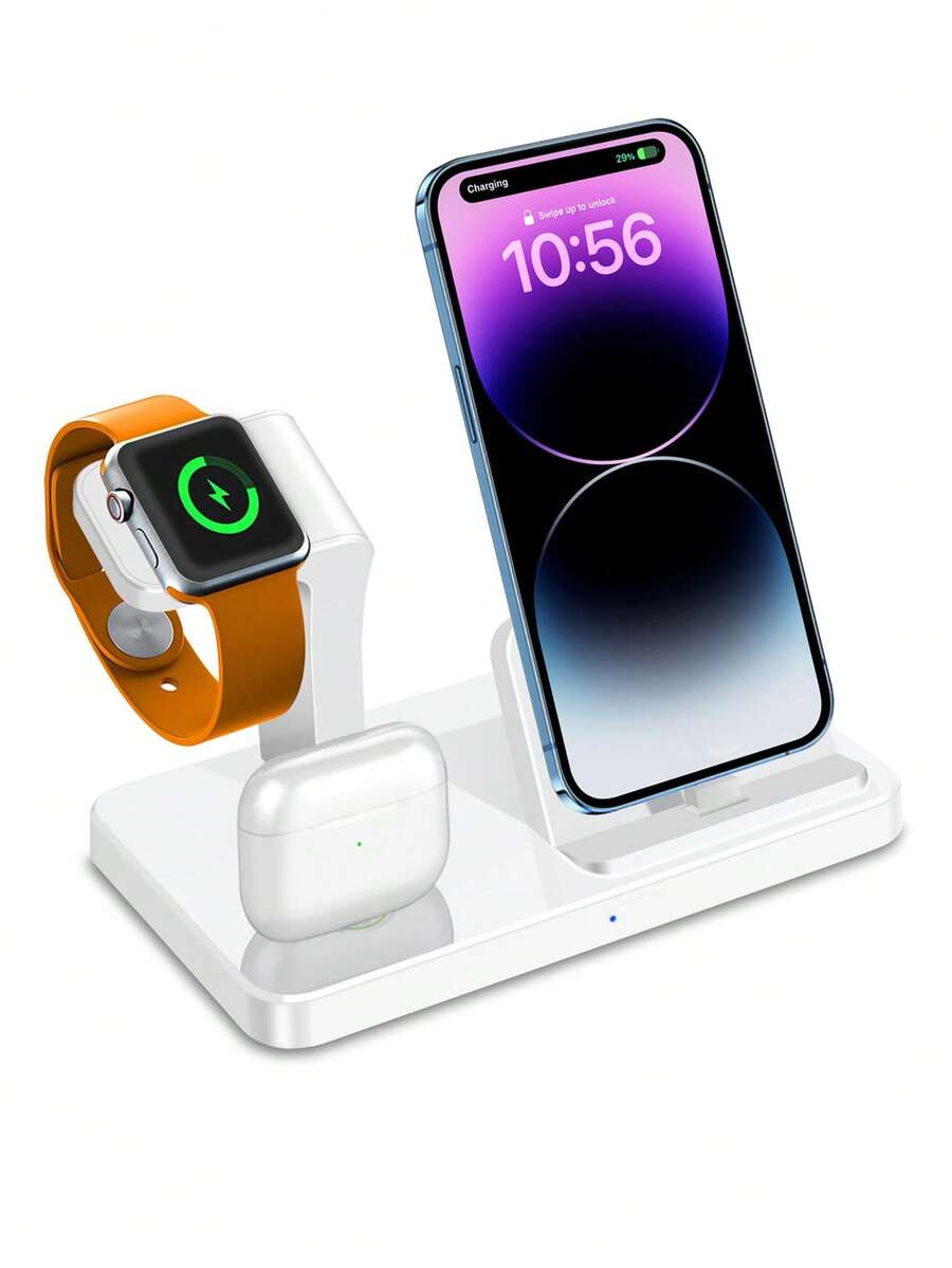 Đế sạc không dây 3 trong 1 sạc nhanh chỉ tương thích với Apple Watch Ultra 11 10 9 8 7 6 5 4 3 2 SE, tương thích với Pro 3 2 1. Trạm sạc nhanh đa thiết bị chỉ tương thích với iPhone 14 13 12 11 XS XR X 8 7 6s 6 Plus, không tương thích với các mẫu 15/16/17/Air trở lên. Quà tặng Ngày Valentine - trắng - Xem 1