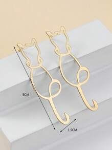 1 Pair Personality Gold Cute Cat Simple Bright Color Girls Fashion Earrings Essential For Traveling And Playing