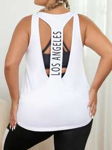 Gameset SHEIN Sport Plus Letter Graphic Sports Tank - White - View 2