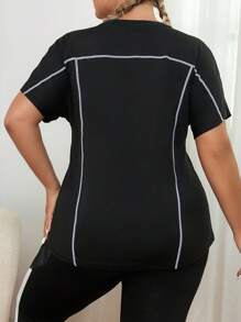 Gameset SHEIN Sport Plus Letter Graphic Top Stitching Sports Tee - Black - View 2