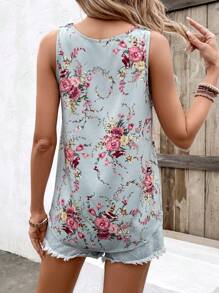 Breezaya Áo sơ mi nữ Tương phản ren Hoa Giải trí - Màu xanh lam - Xem 2