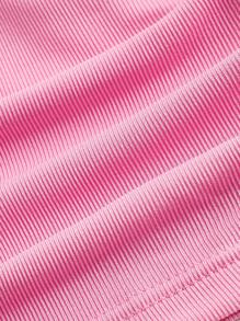 SHEIN EZwear Rhinestone Letter Pattern Drawstring Side Tube Top - Pink - View 4