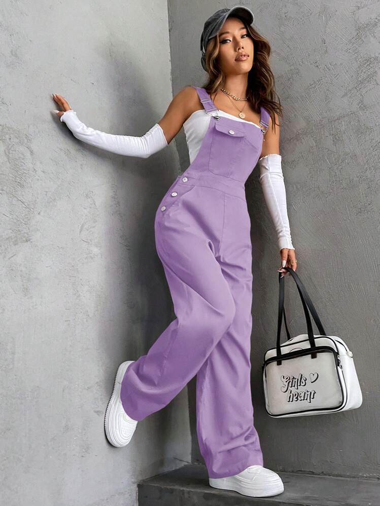 SHEIN Unity 1pc Flap Pocket Overall Jumpsuit Without Tube Top