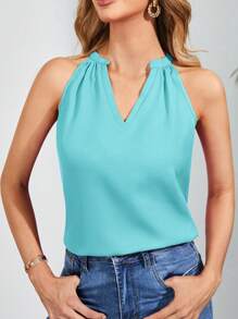 SHEIN Clasi 缺口領背心上衣 - 薄荷藍 - 查看 4