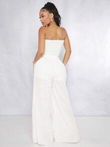 SHEIN SXY Bộ đồ hai mảnh nữ Tách cao Thắt nơ trước màu trơn Gợi cảm - trắng - Xem 2