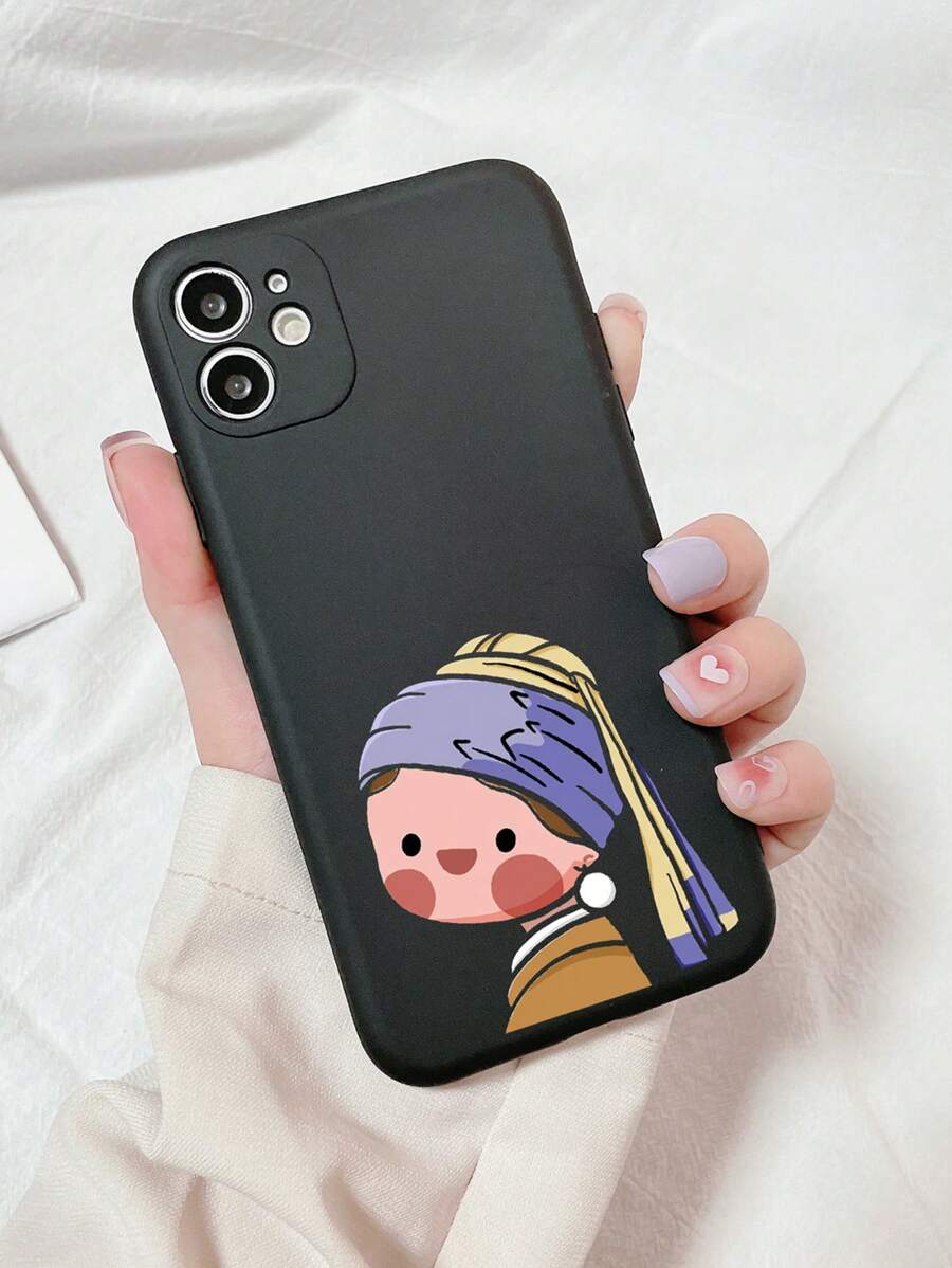 Vỏ điện thoại họa tiết cô gái hoạt hình - màu đen - Xem 1