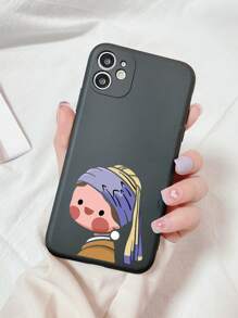 Vỏ điện thoại họa tiết cô gái hoạt hình - màu đen - Xem 2