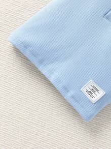 嬰兒字母補丁細節POLO衫和短褲 - 淺藍色 - 查看 4