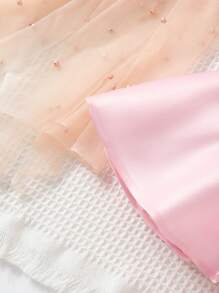 嬰兒前蝴蝶結挖肩蕾絲邊連衣裙 - 淺粉色 - 查看 6