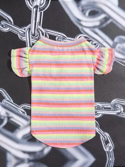 ROMWE 1pc Striped Print Pet Tee For Dog And Cat For Spring And Summer