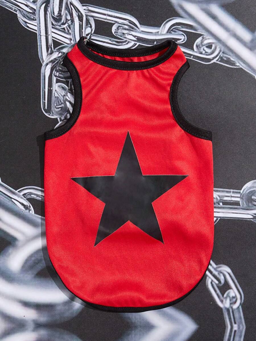 ROMWE 1入組星星圖案寵物背心適用於小狗和貓