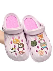 8 chiếc trang trí giày hình mèo & chữ cái hoạt hình, phụ kiện dễ thương bằng silicone cho guốc có lỗ thông hơi - Nhiều màu - Xem 1