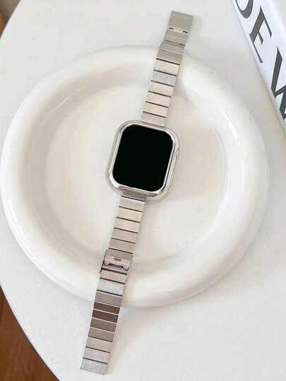 3 In 1 Screen Protector & Plating Case & Stainless Steel Watchband Compatible With Apple Watch