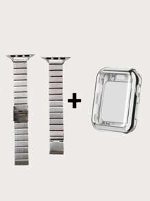 三合一屏幕保護膜和電鍍殼套和不銹鋼錶帶適用於Apple Watch