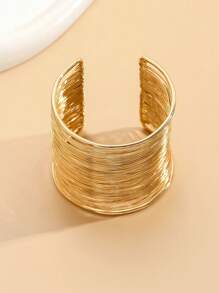 極簡多層開口手鐲 - 金黃色 - 查看 3