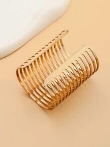 Hollow Out Cuff Bangle - Yellow Gold - View 2