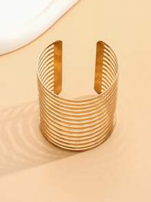 Hollow Out Cuff Bangle - Yellow Gold - View 3