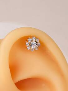 1pc Rhinestone Decor Stud Earring - Yellow Gold - View 2