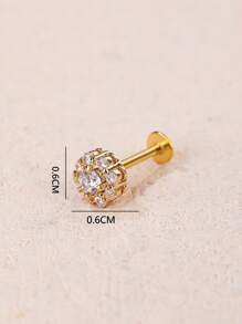 1pc Rhinestone Decor Stud Earring - Yellow Gold - View 4