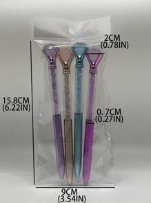 4 أقلام حبر جاف مزينة بالراين ستون، قلم كتابة إبداعي محمول للبالغين، المكاتب، الطلاب