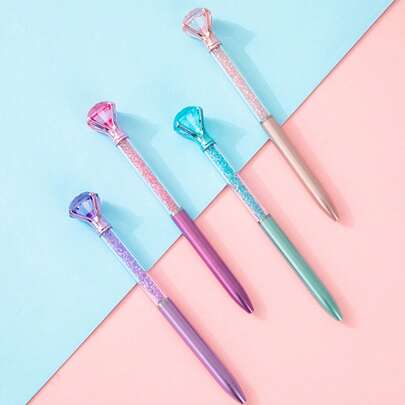 4 chiếc bút bi trang trí đính đá, bút viết cầm tay sáng tạo cho người lớn, văn phòng, học sinh