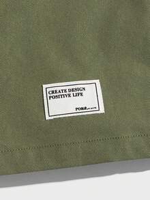 GENTILAND 男士字母補丁細節斜口袋短褲 - 軍綠色 - 查看 4