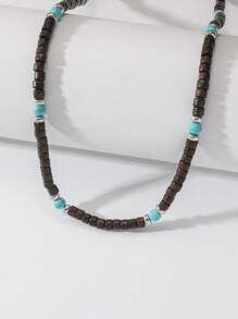 1 chiếc Vintage Gỗ Màu Ngọc Lam Viền Vòng Cổ Nam Hàng Ngày Trang Trí - Nhiều màu - Xem 2