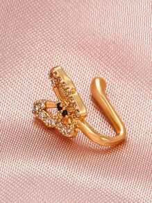 1入組時尚水鑽蝴蝶裝飾鼻環適合女士身體裝飾用銅首飾類 - 彩色 - 查看 2