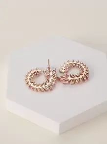 1 par de pendientes de tachuela de hoja de Zirconia cúbica glamorosa para mujer para regalo joyería de cobre - Multicolor - Ver 2