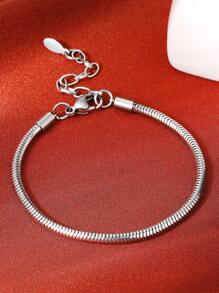 1pc Stainless Steel Snake Bone Design Women Bracelet, Unique Titanium Steel Snake Chain, Fashionable Jewelry For Party & Daily Wear - Silver - View 1