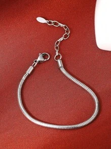 1pc Stainless Steel Snake Bone Design Women Bracelet, Unique Titanium Steel Snake Chain, Fashionable Jewelry For Party & Daily Wear - Silver - View 5