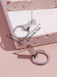 1 Đôi Bông Tai Hình Tròn Thường Ngày Dành Cho Nữ Cho Cuộc Sống Hàng Ngày Trang Sức Đồng - Bạc - Xem 3