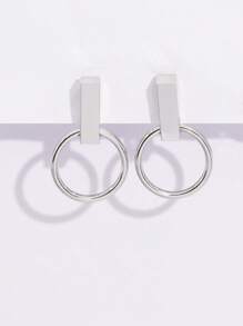 1 Đôi Bông Tai Hình Tròn Thường Ngày Dành Cho Nữ Cho Cuộc Sống Hàng Ngày Trang Sức Đồng - Bạc - Xem 5