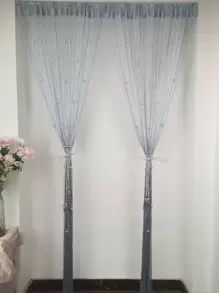 1入組球裝飾金屬亮絲門現代滌綸門口繩簾