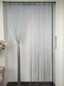 1入組球裝飾金屬亮絲門現代滌綸門口繩簾