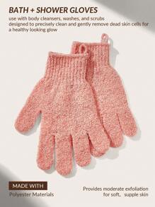 SHEIN BASIC LIVING 2 chiếc Găng tay tắm tẩy tế bào chết cho vòi hoa sen/Spa/Massage và tẩy tế bào chết cơ thể - Hồng - Xem 3