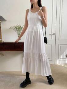 DAZY Đầm Viên lá sen màu trơn Giải trí - trắng - Xem 3