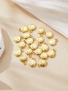 20入組/套創意鋅合金表情DIY吊墜適合女士DIY首飾製作 - 金黃色 - 查看 2