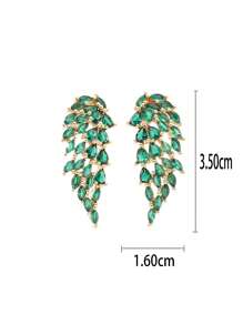 1對魅力四射方晶鋯石裝飾耳環適合女士日常裝飾 - 綠色 - 查看 4