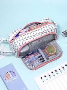 1 túi đựng bút chì họa tiết kẻ sọc - Đen và trắng - Xem 1