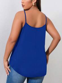 Calvaya Regata Básica Monocromática de Plus Size para Verão - Azul - Visão 2