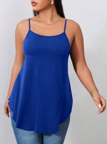 Calvaya Regata Básica Monocromática de Plus Size para Verão - Azul - Visão 4