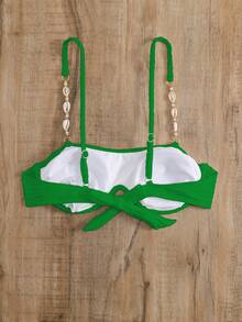 Chain Linked Underwire Bikini Top - Green - View 2
